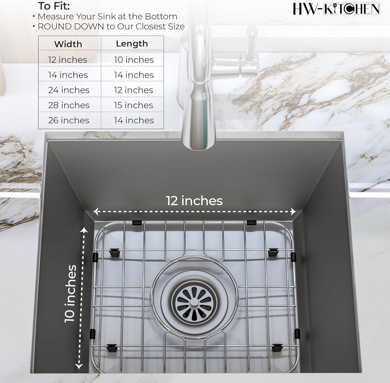 24" x 12" Sink Protector for Kitchen Sink - Stainless Steel Kitchen Sink Rack for Bottom for Sink - Sink Mat - Sink Drying Rack - Kitchen sink protector - Farm Sink Rack for Bottom of Sink