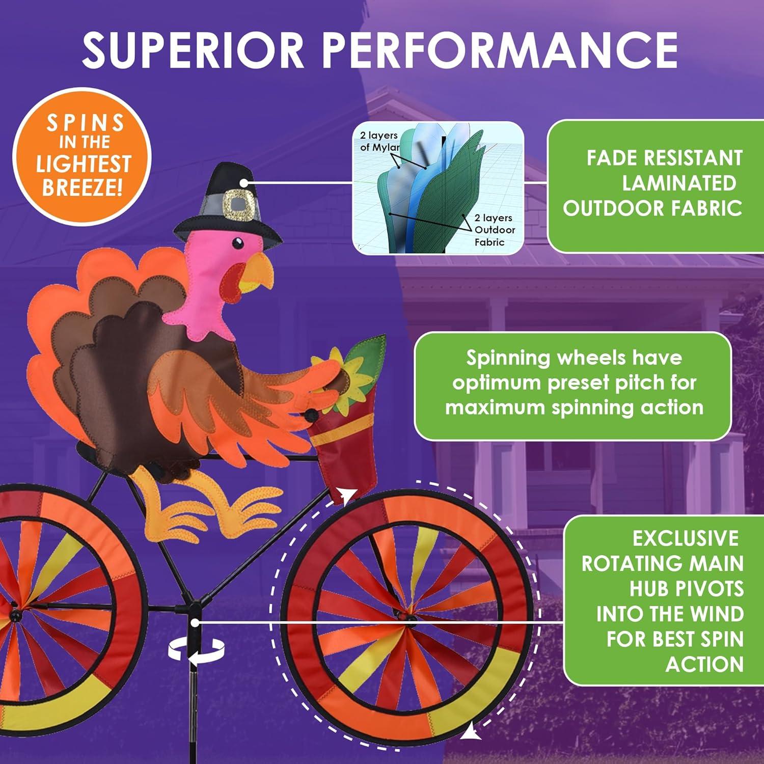 Fall Turkey Bicycle Spinner with Colorful Wheels
