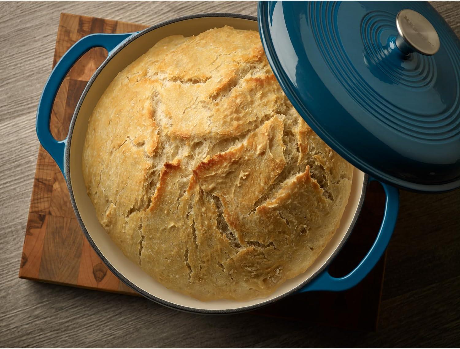 Turquoise Enameled Cast Iron 6-Quart Round Dutch Oven