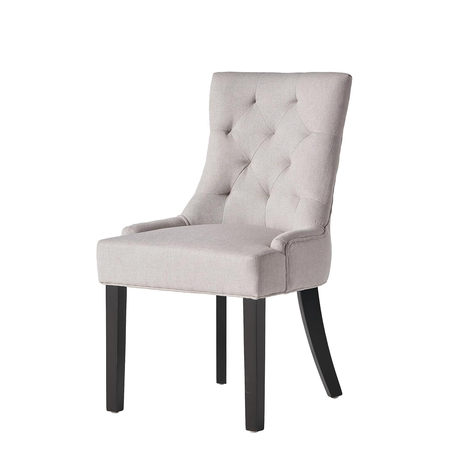 Christopher Knight Home Maggie Contemporary Tufted Armless Dining Chairs (Set of 2), Light Gray/Fabric