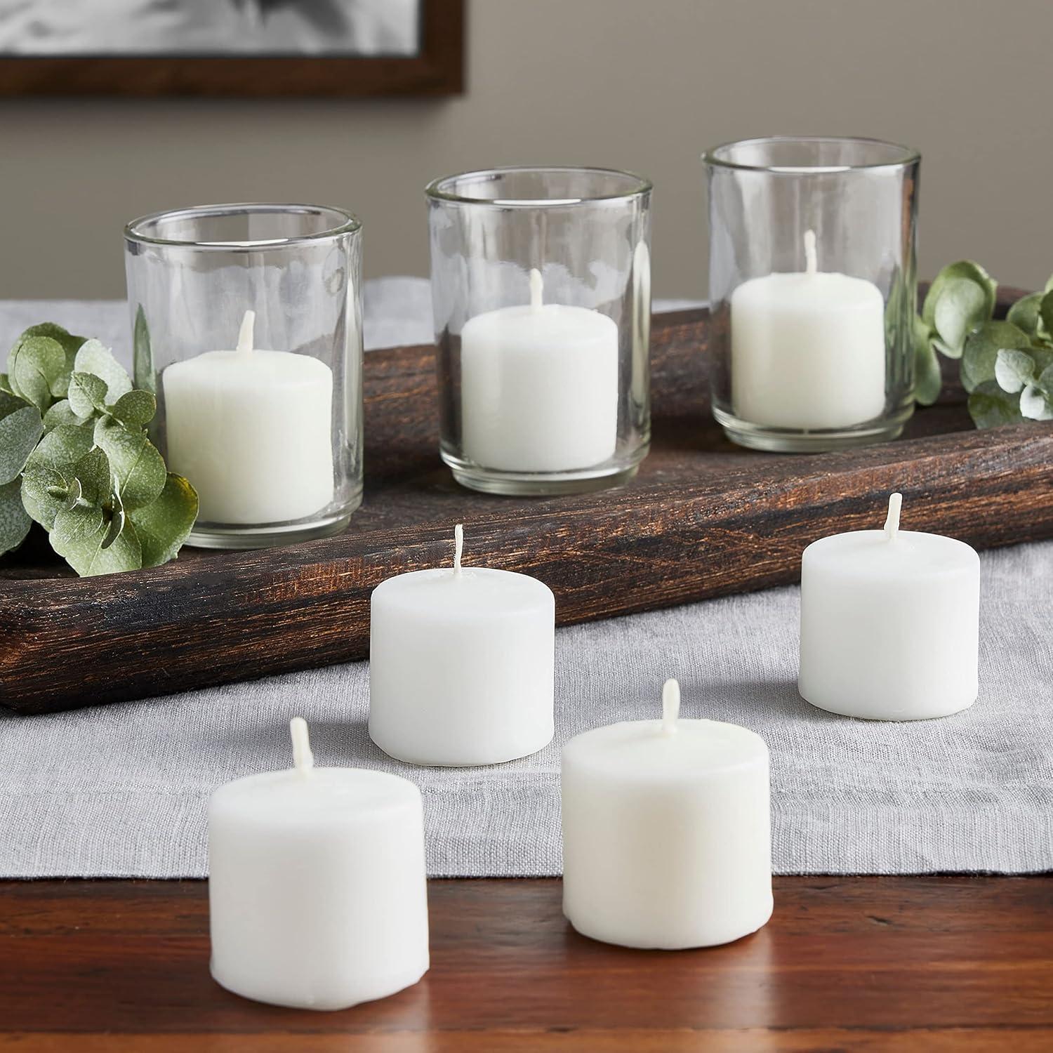 White Palm Wax Unscented Votive Candle Set, 24-Pack