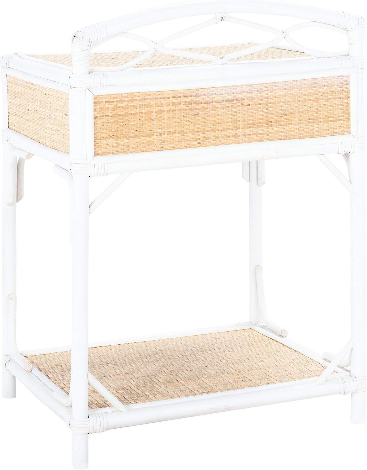 SAFAVIEH Bea Coastal 1 Drawer 1 Shelf Nightstand, White/Natural