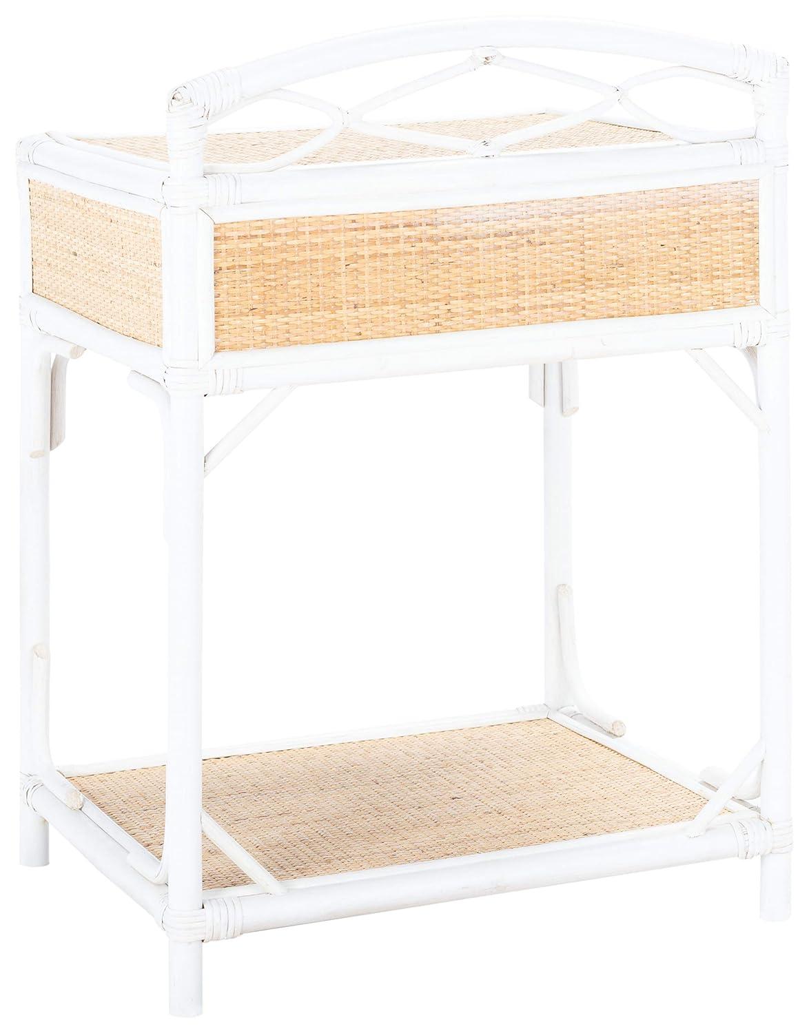 Roya 1 Drawer 1 Shelf Nightstand - NST4005 - White/Natural - Safavieh