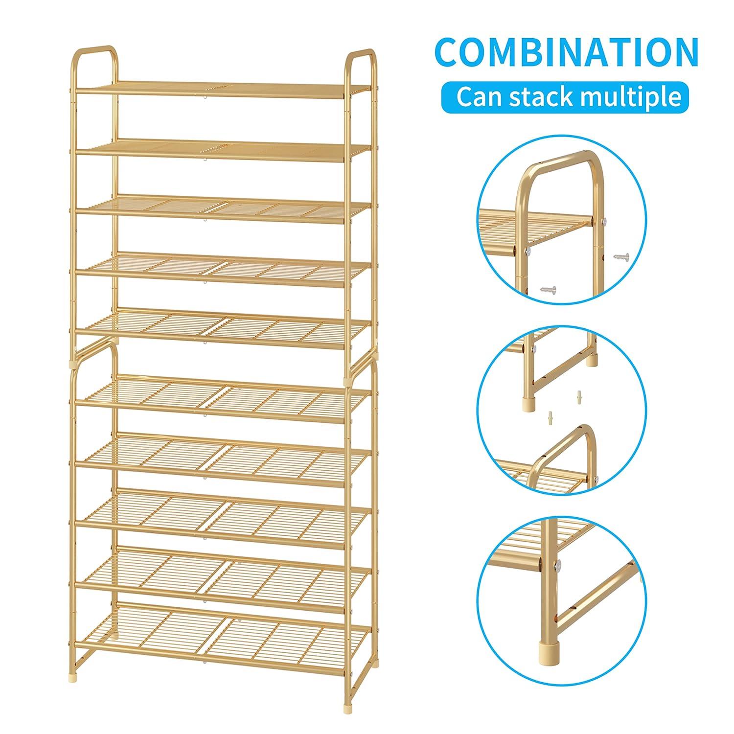 Rebrilliant 5-Tier Stackable Shoe Rack, Expandable & Adjustable Shoe Organizer Storage Shelf