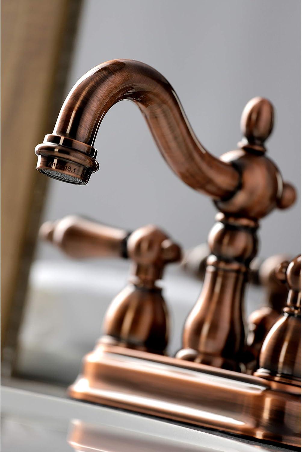 Kingston Brass Heritage Two-Handle 3-Hole Deck Mount 4" Centerset Bathroom Faucet with Plastic Pop-Up
