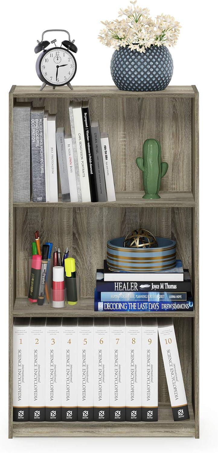 Basic 3-Tier Bookcase Storage Shelves, Sonoma Oak