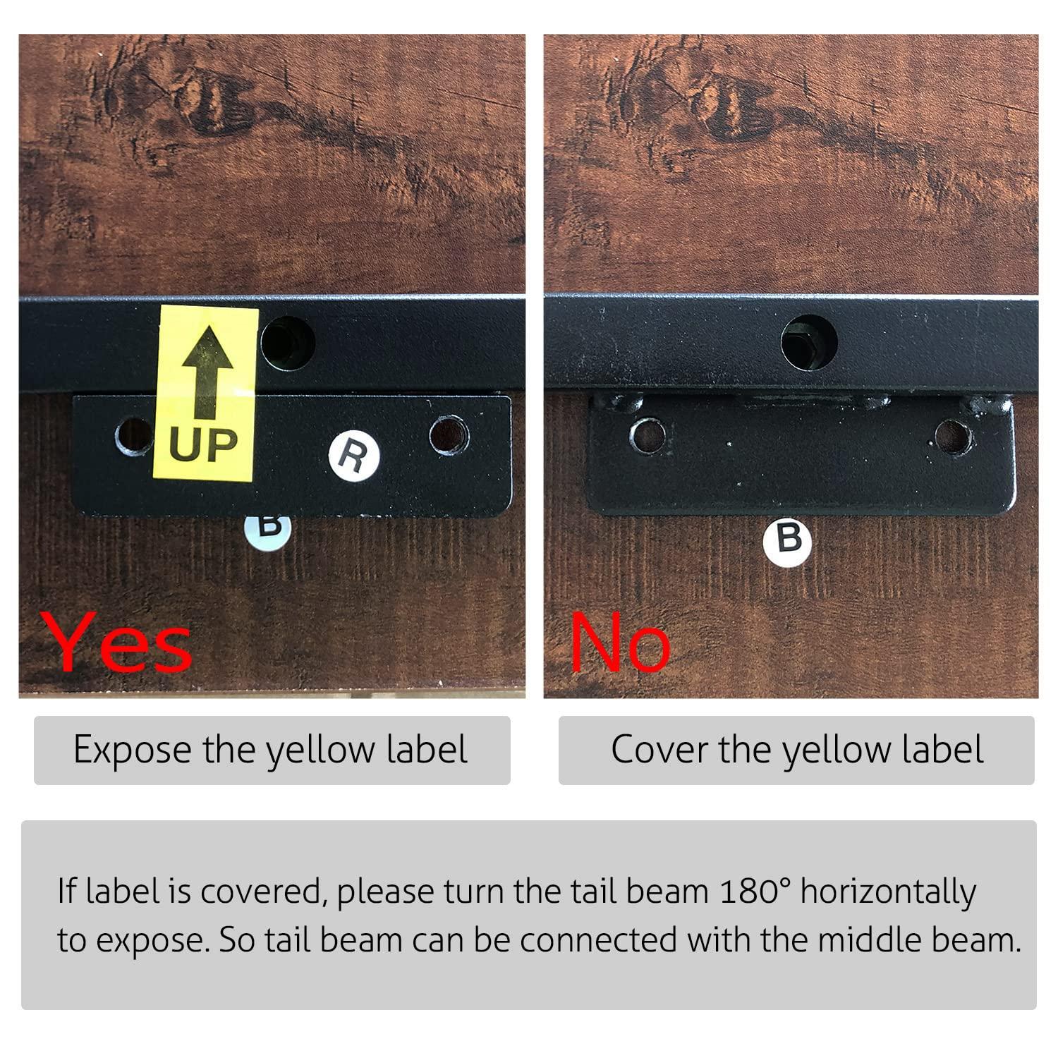 Sha Cerlin King Size Metal Platform Bed Frame with Wooden Headboard & Footboard, Mahogany