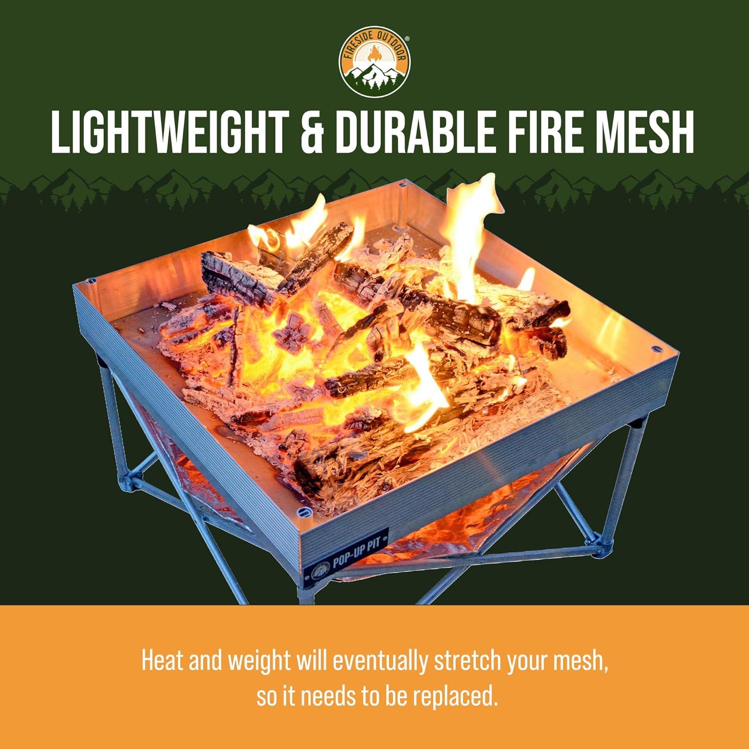 Fireside Outdoor Pop Up Pit Replacement Mesh 24"x24" for Small Portable Fire Pit Wood Burning, Campfire Pits, Mesh Firepit, Camping Fire Pits Portable, Firepit Accessories, Outdoor Firepits