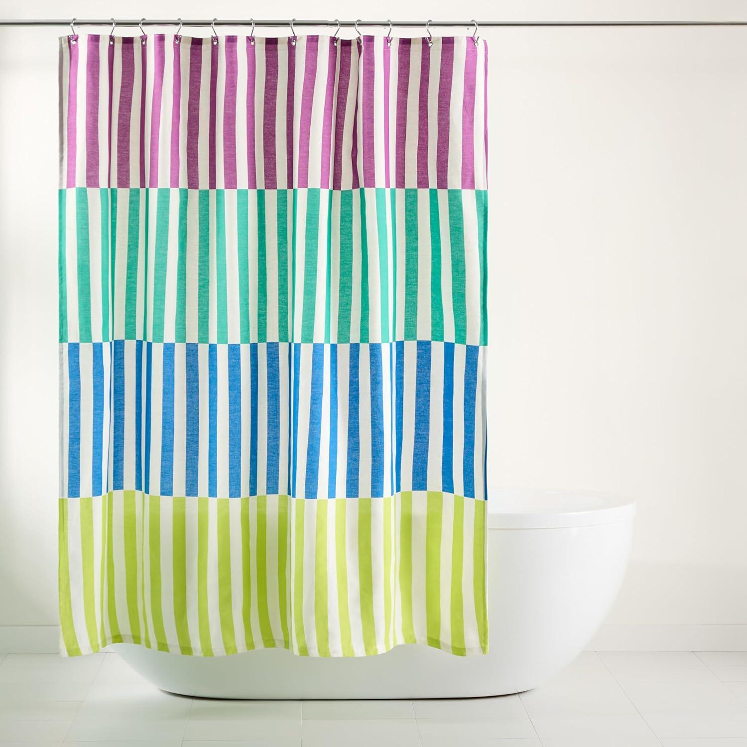 Town & Country Living Town & Country Play Adeline Offset Stripe Fabric Shower Curtain 70"X72"
