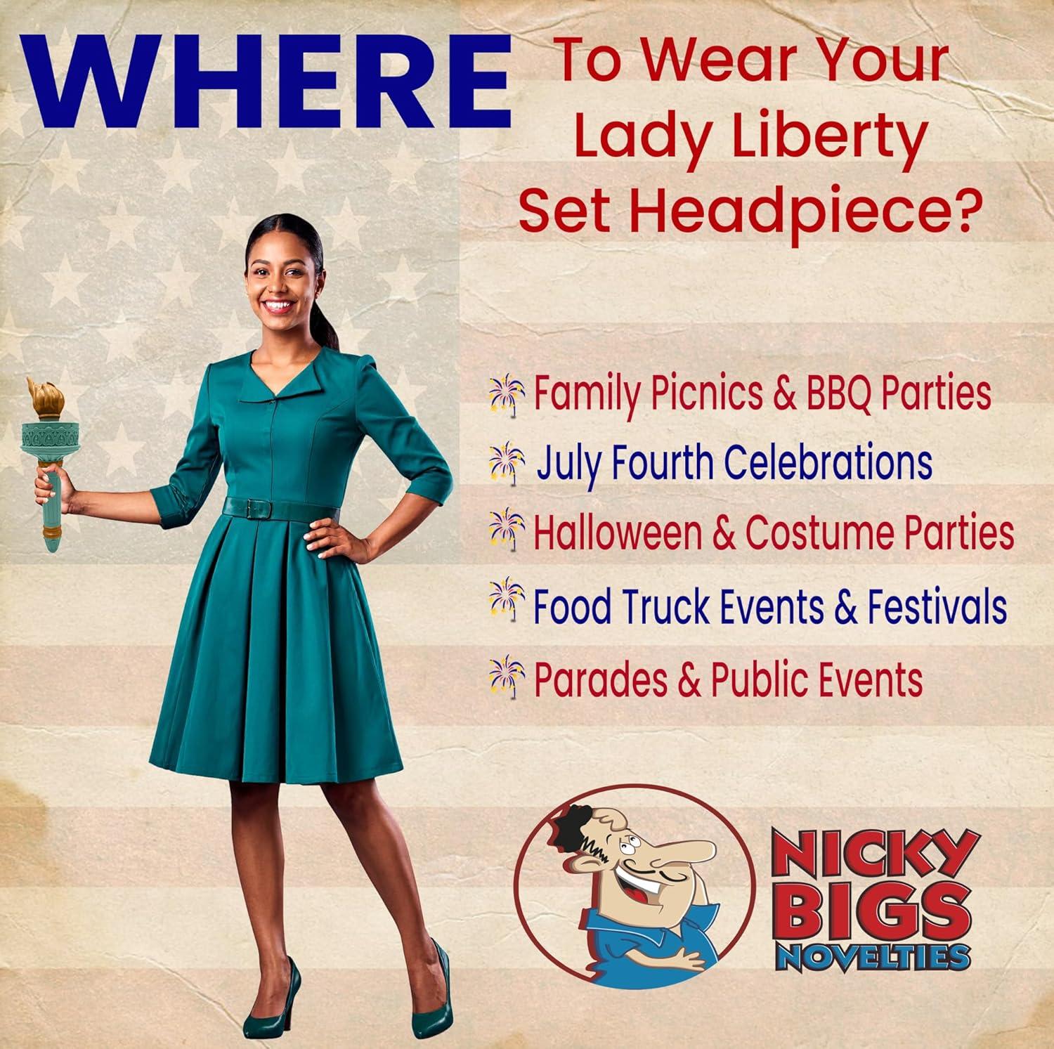 Nicky Bigs Novelties Unisex-Adult Deluxe Patriotic Lady Statue of Liberty Torch Handheld Prop Cosplay Halloween Costume Accessory