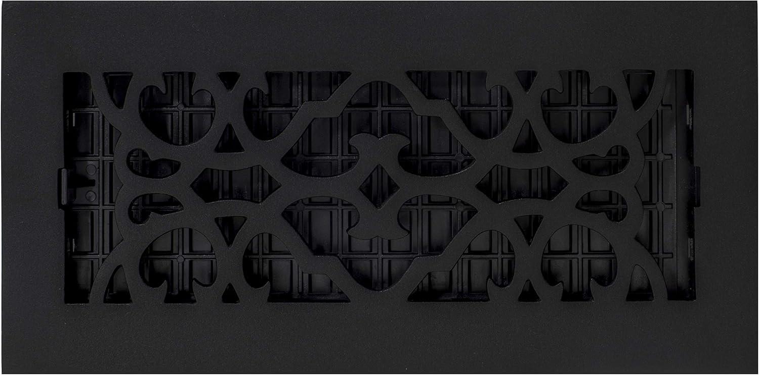 Decor Grates AC410-BLK Victorian Floor Register, 4 x 10, Cast Iron Black