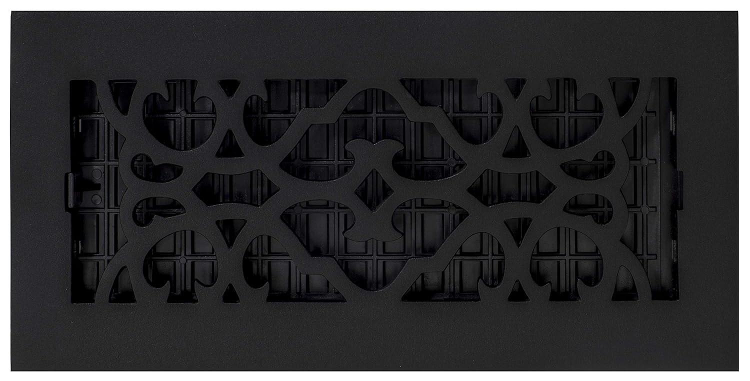Decor Grates AC410-BLK Victorian Floor Register, 4 x 10, Cast Iron Black