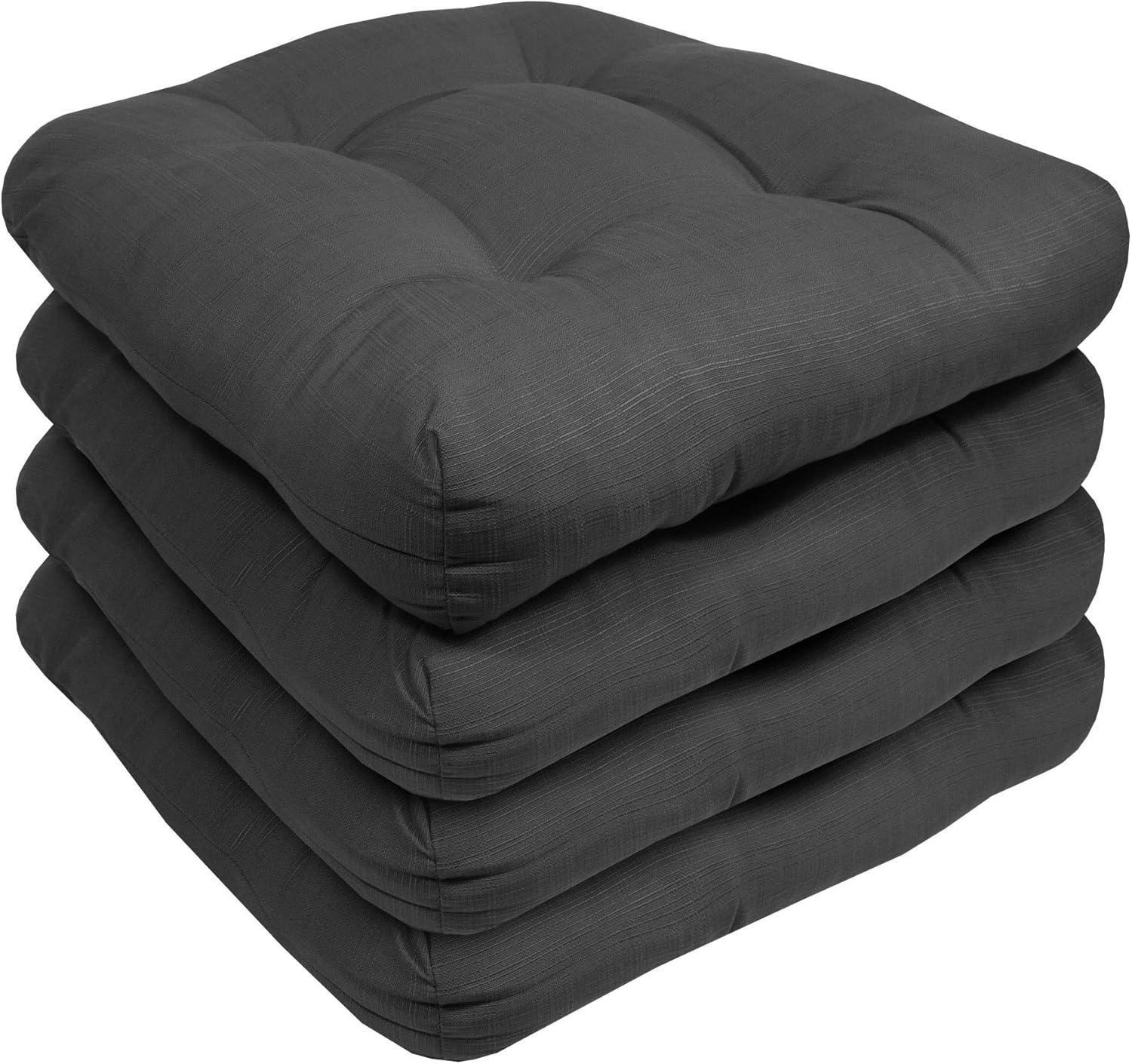 Premium Patio Tufted Outdoor Solid Chair Cushions, 19" x 19"