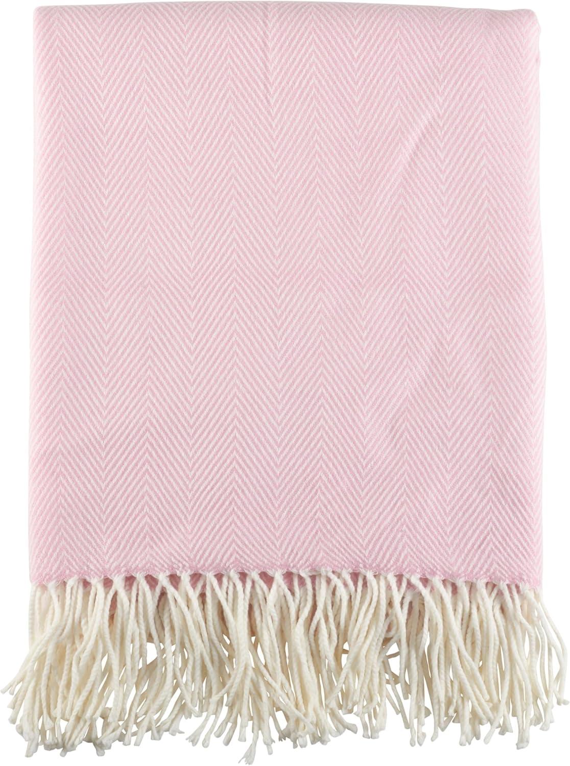 50"X60" Herringbone Tassel Fringe Throw Blanket - Saro Lifestyle