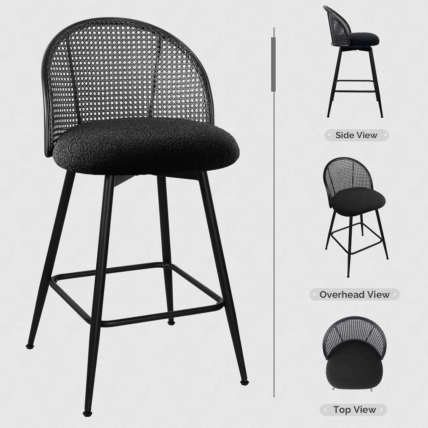 Aansu Swivel Boucle Upholstered Counter & Bar Stool