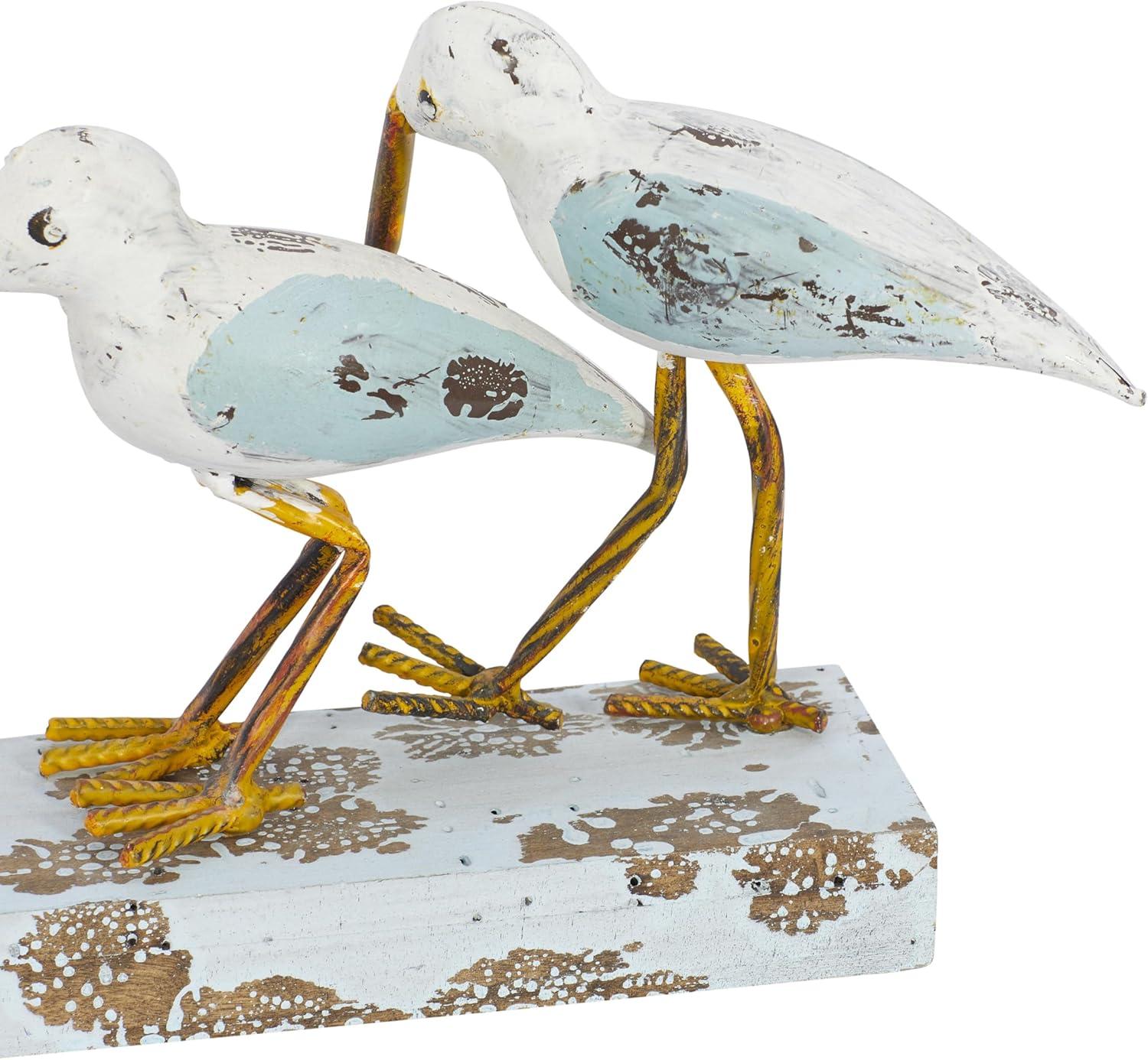 20" x 10" White Metal Bird Sculpture, by DecMode