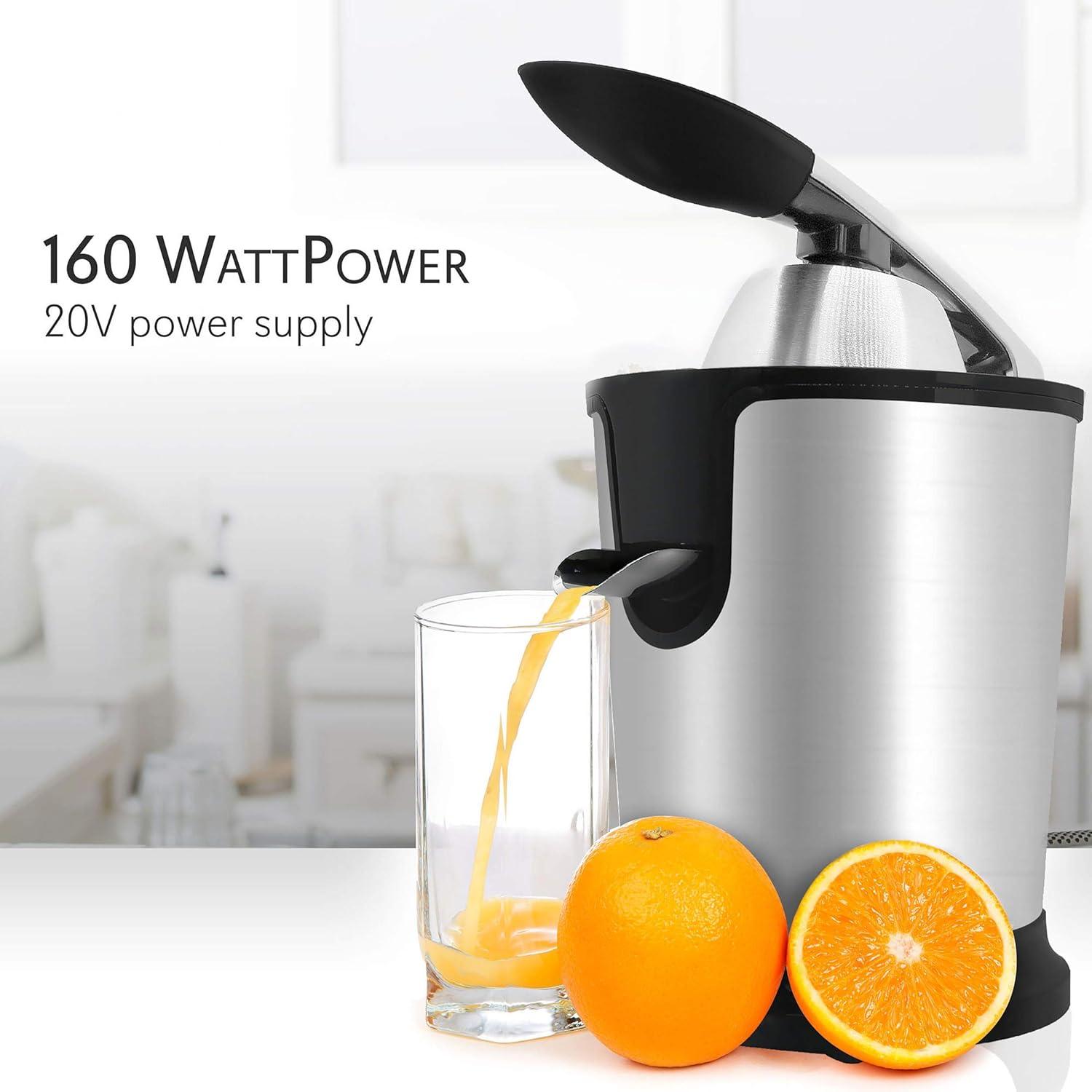 NutriChef Electric Fruit & Citrus Juicer with Manual Press Handle - PKJCR305, Stainless Steel