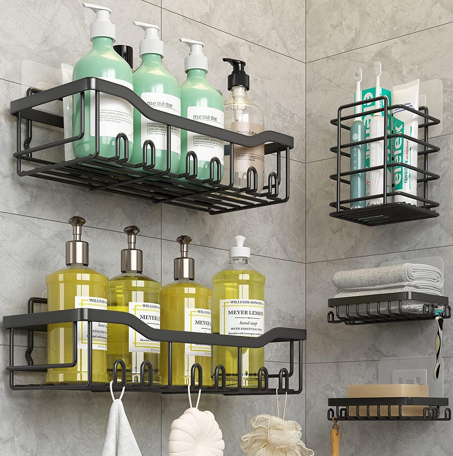 Black Stainless Steel 5-Pack Corner Shower Caddy Set