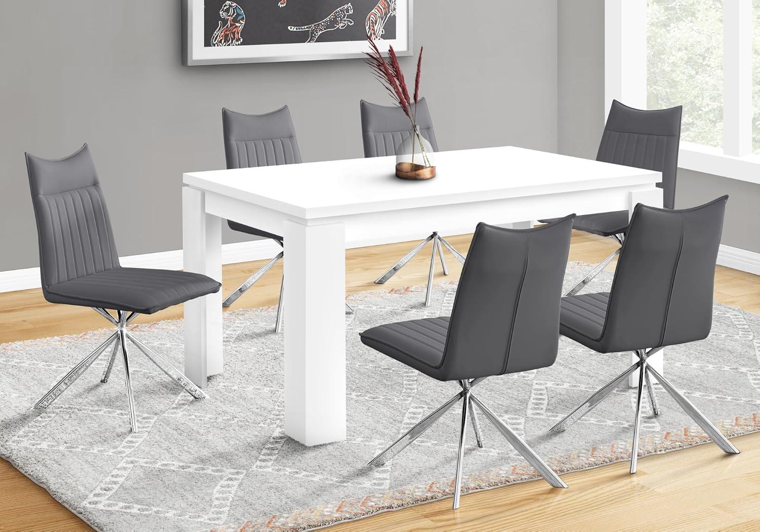 Monarch Specialties Dining Table 60" Rectangular Kitchen Dining Room White Laminate Contemporary Modern