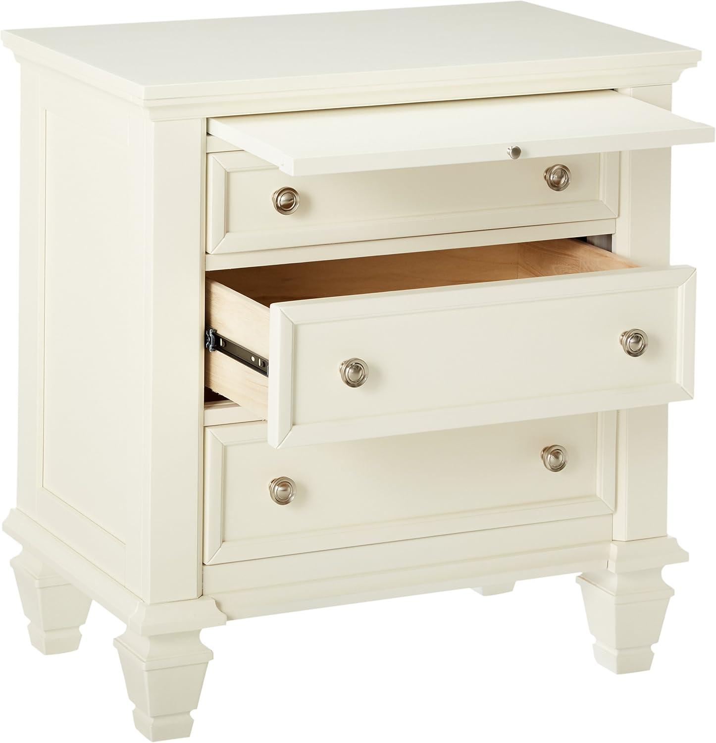 Coaster Sandy Beach Coastal 3-Drawer Wood Nightstand in White