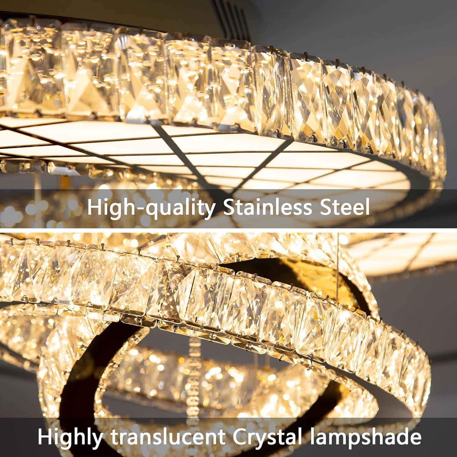 Crystal Large Glam Chandelier Flush Mount 40” Dimmable