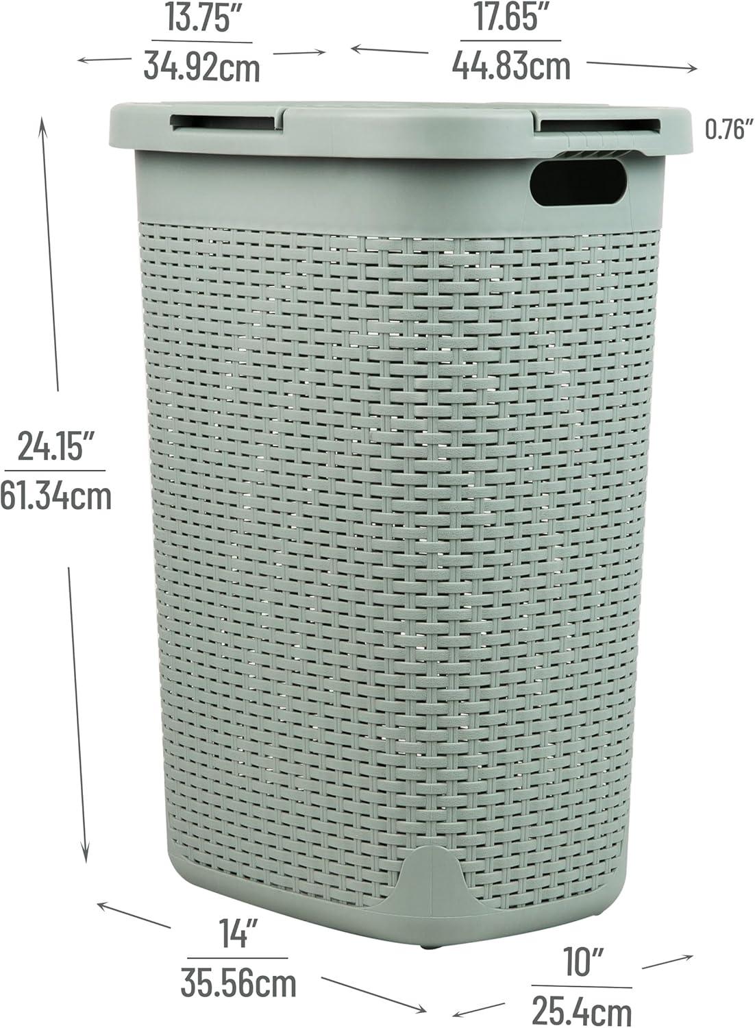 Mind Reader Mind Reader 50L Slim Laundry Hamper, Clothes Basket, Lid, Plastic