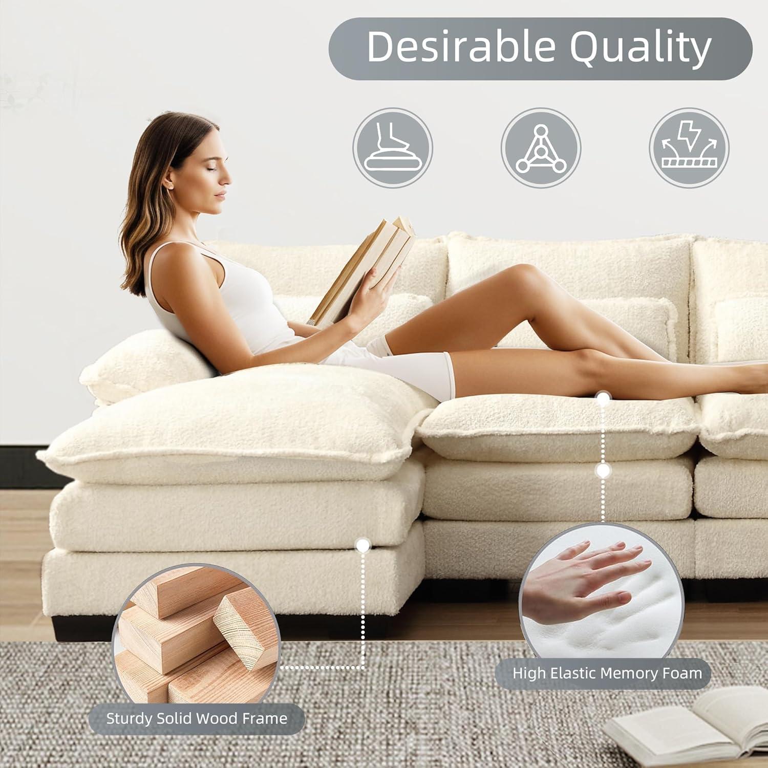 Latitude Run® Millan U Shape Sectional Sofa Cloud Couch, 110" Modern Chenille Comfy Modular Sofa