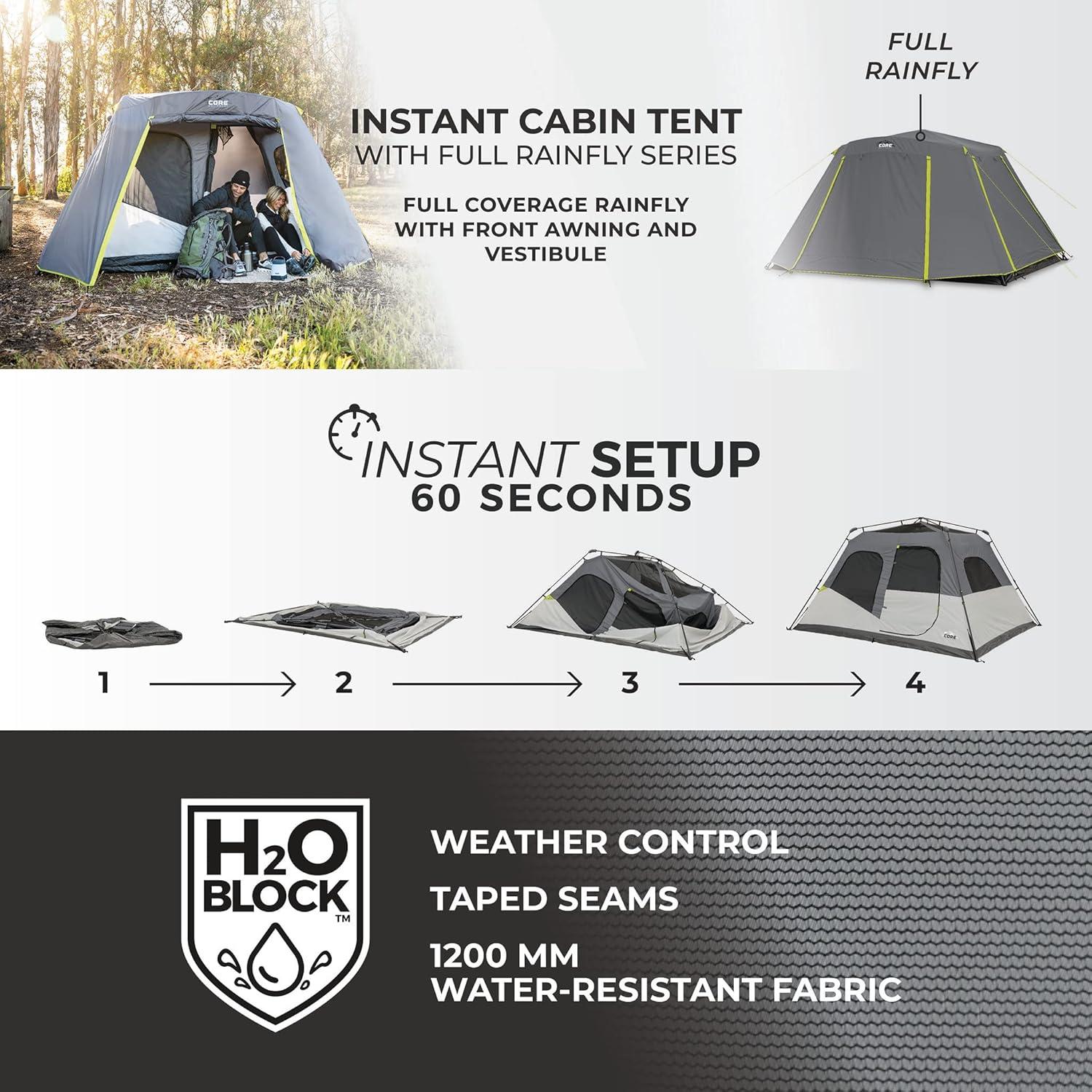 CORE Equipment 6 Person Instant Cabin Tent w/ Full Fly