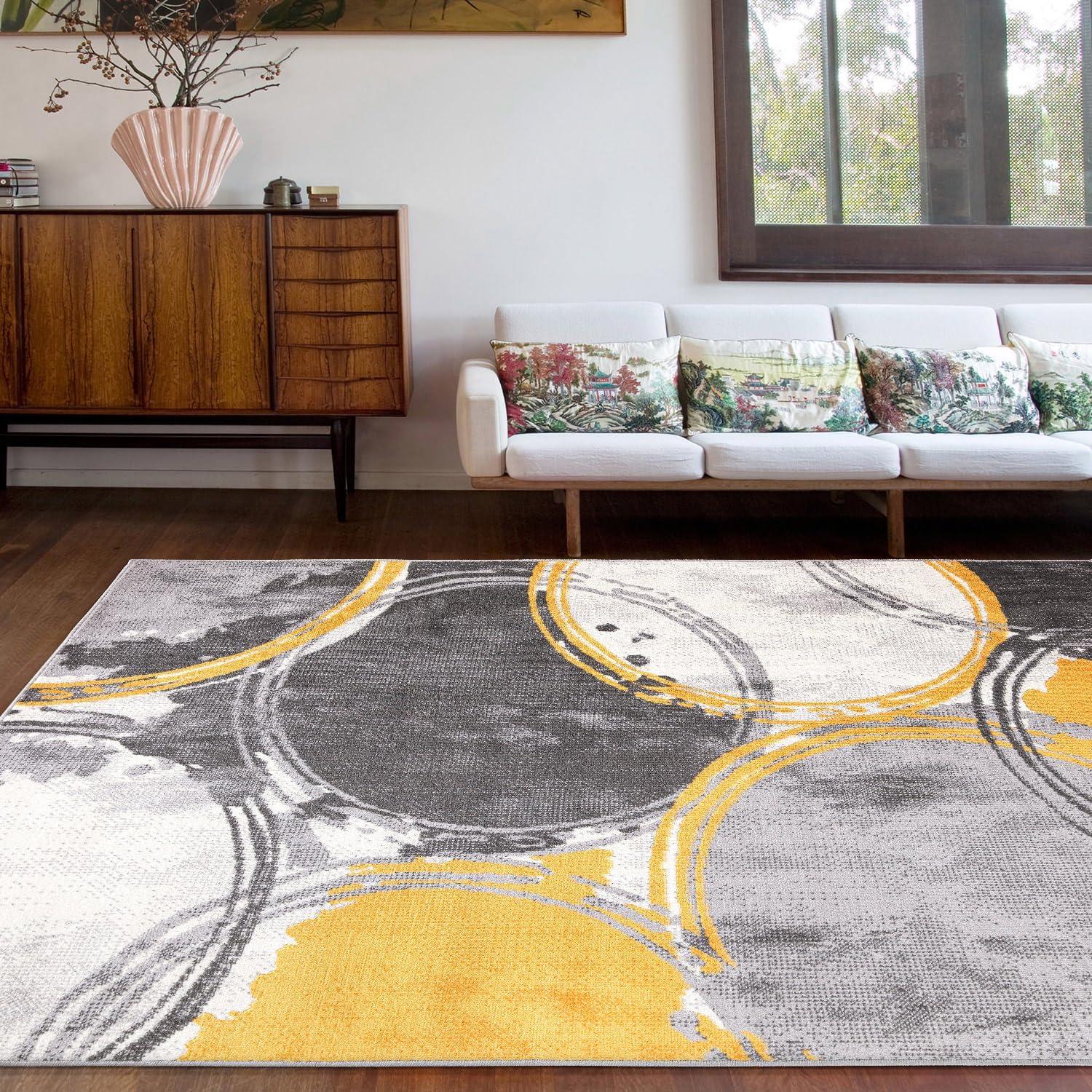 World Rug Gallery Contemporary Modern Circles Area Rug