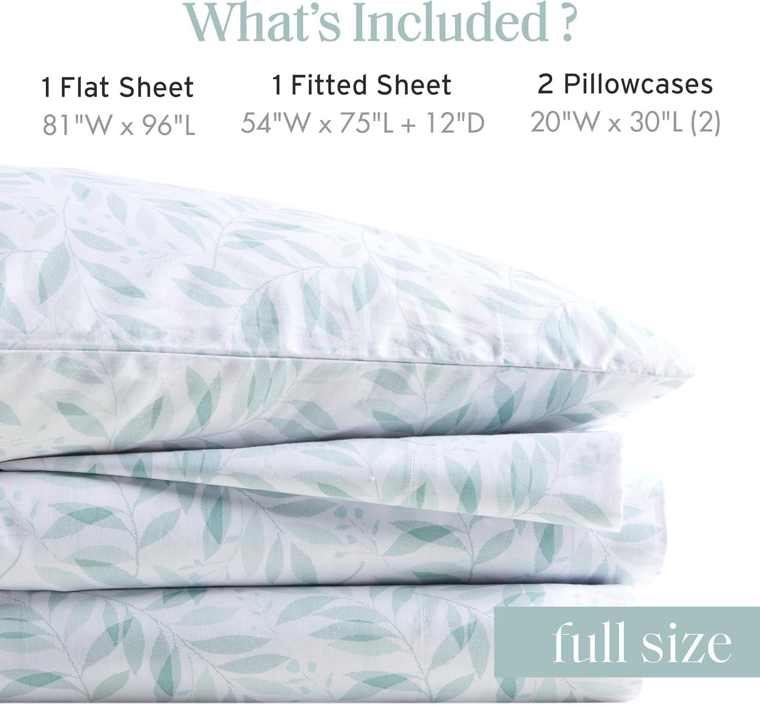 Full Green Leaves Cotton Percale Sheet Set