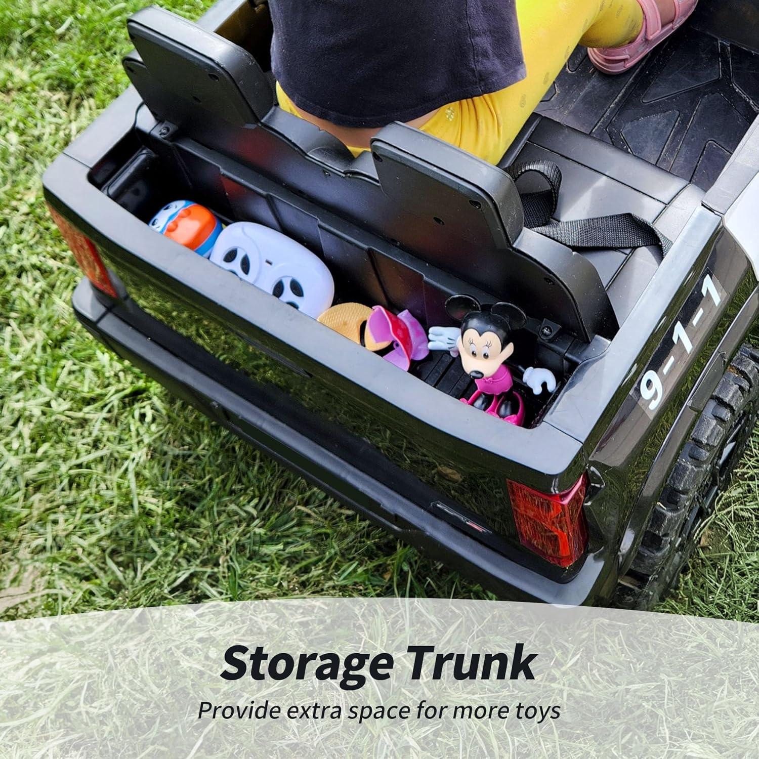 Outfunny Electric Police Car for Kids, 12 Volt Kids Ride on Toy Car with Remote Control, Bluetooth, Megaphone