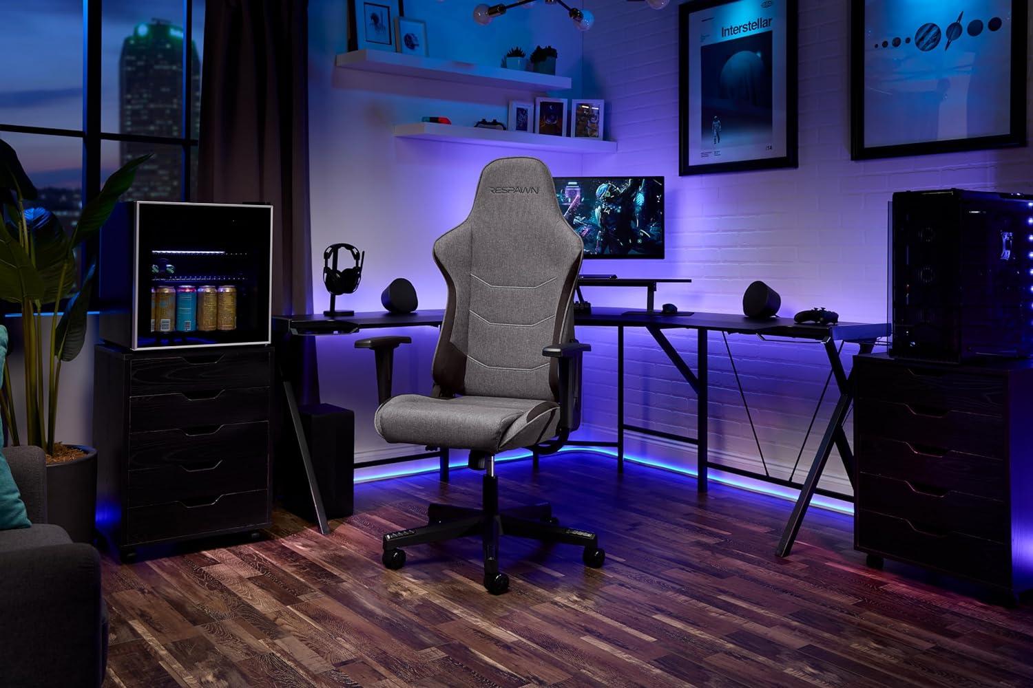 Gray Faux Leather High-Back Gaming Chair with Adjustable Armrests