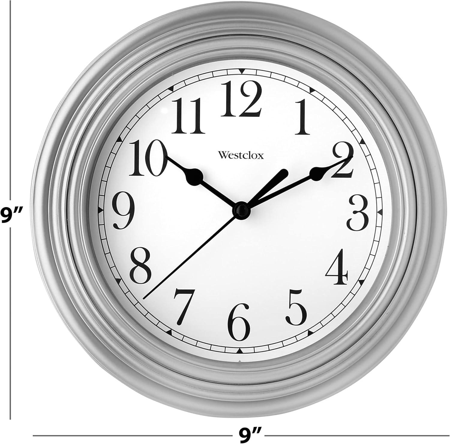 Westclox 9 inch Silver Round Simplicity Analog QA Wall Clock