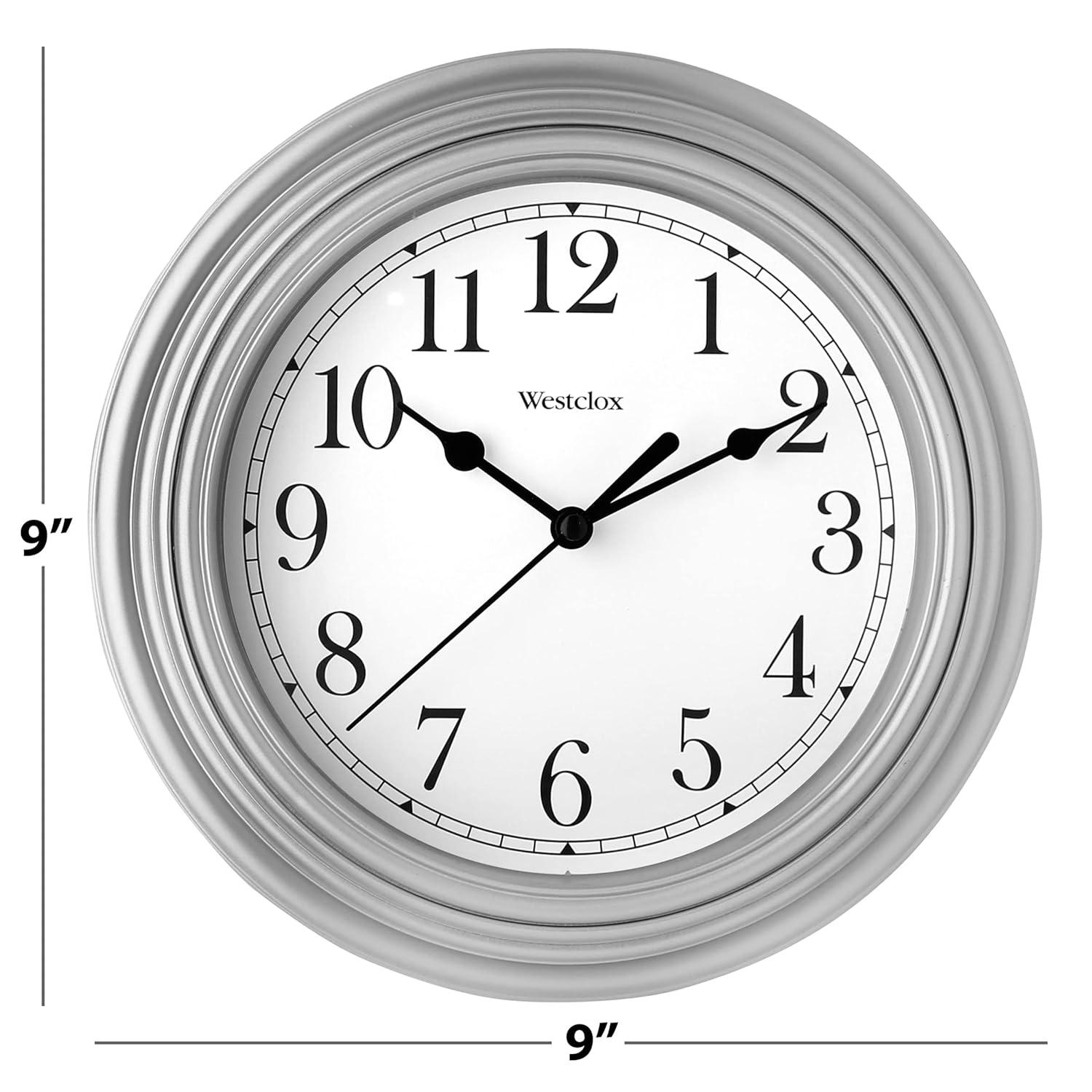 Westclox 9 inch Silver Round Simplicity Analog QA Wall Clock