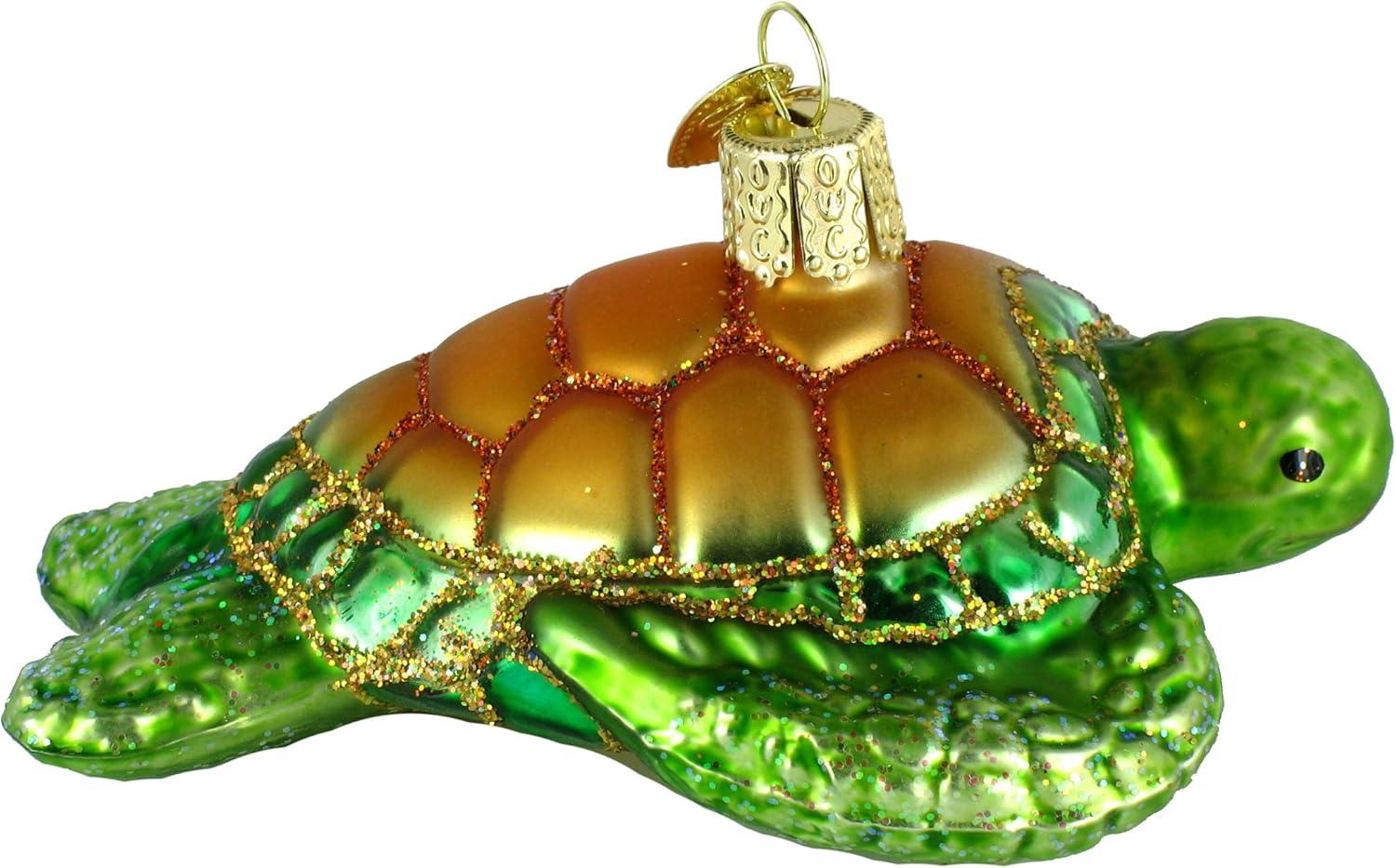 Ancient Voyager Green Sea Turtle 6" Glass Ornament