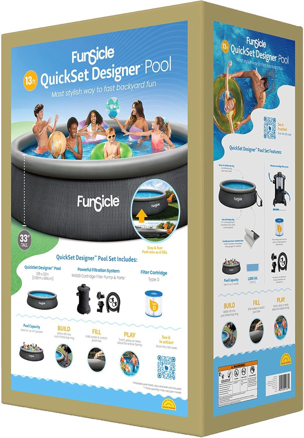 Funsicle: QuickSet Designer Pool - 13ft Above Ground Inflatable Pool Set