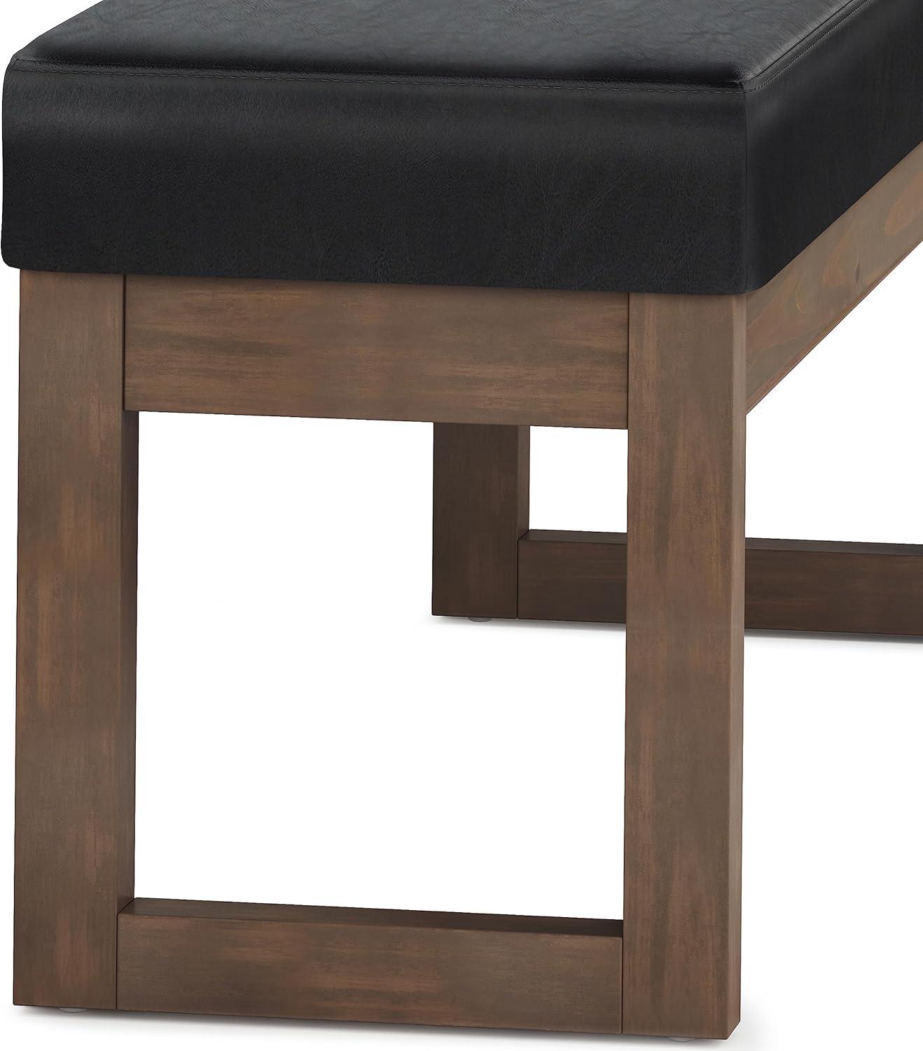 Simpli Home Milltown Ottoman Bench with Upholstered Seat and Solid Wood Frame