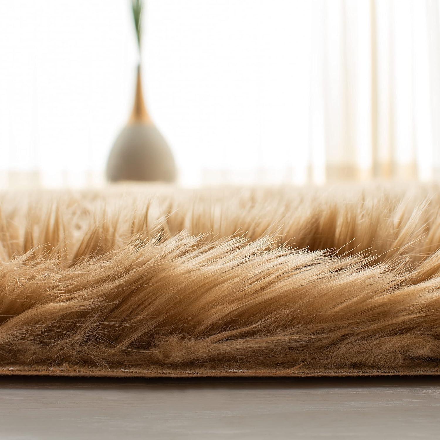 Gray Tufted Handmade Cotton Sheepskin Fur Rug 3' x 5'