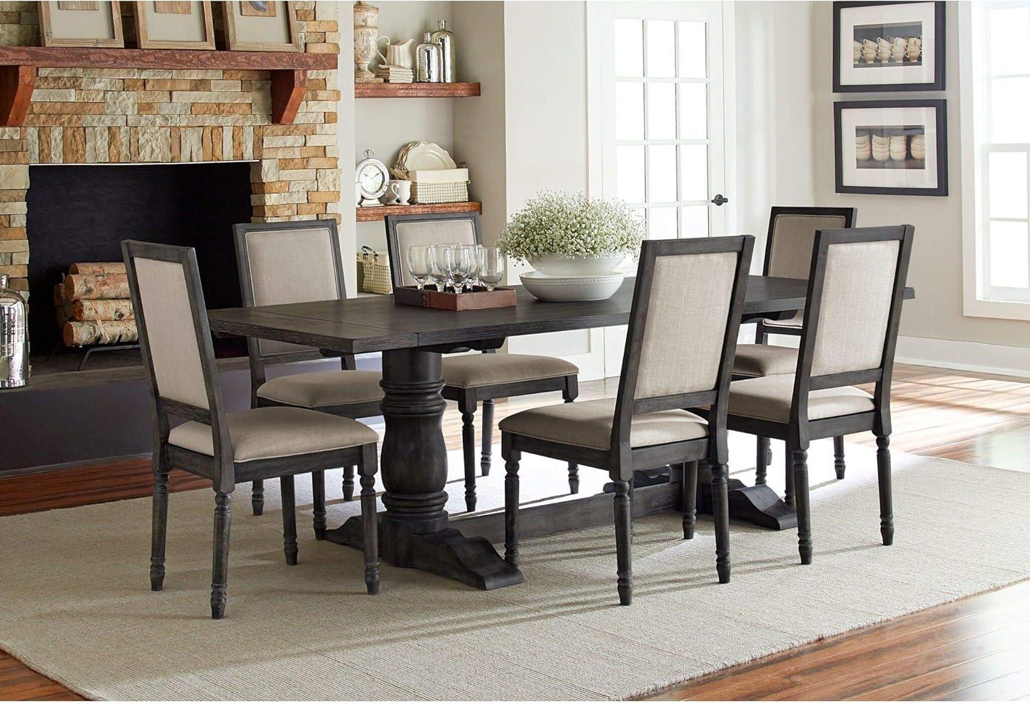 Progressive Furniture Muse Trestle Wood Dining Table in Weathered Pepper Black