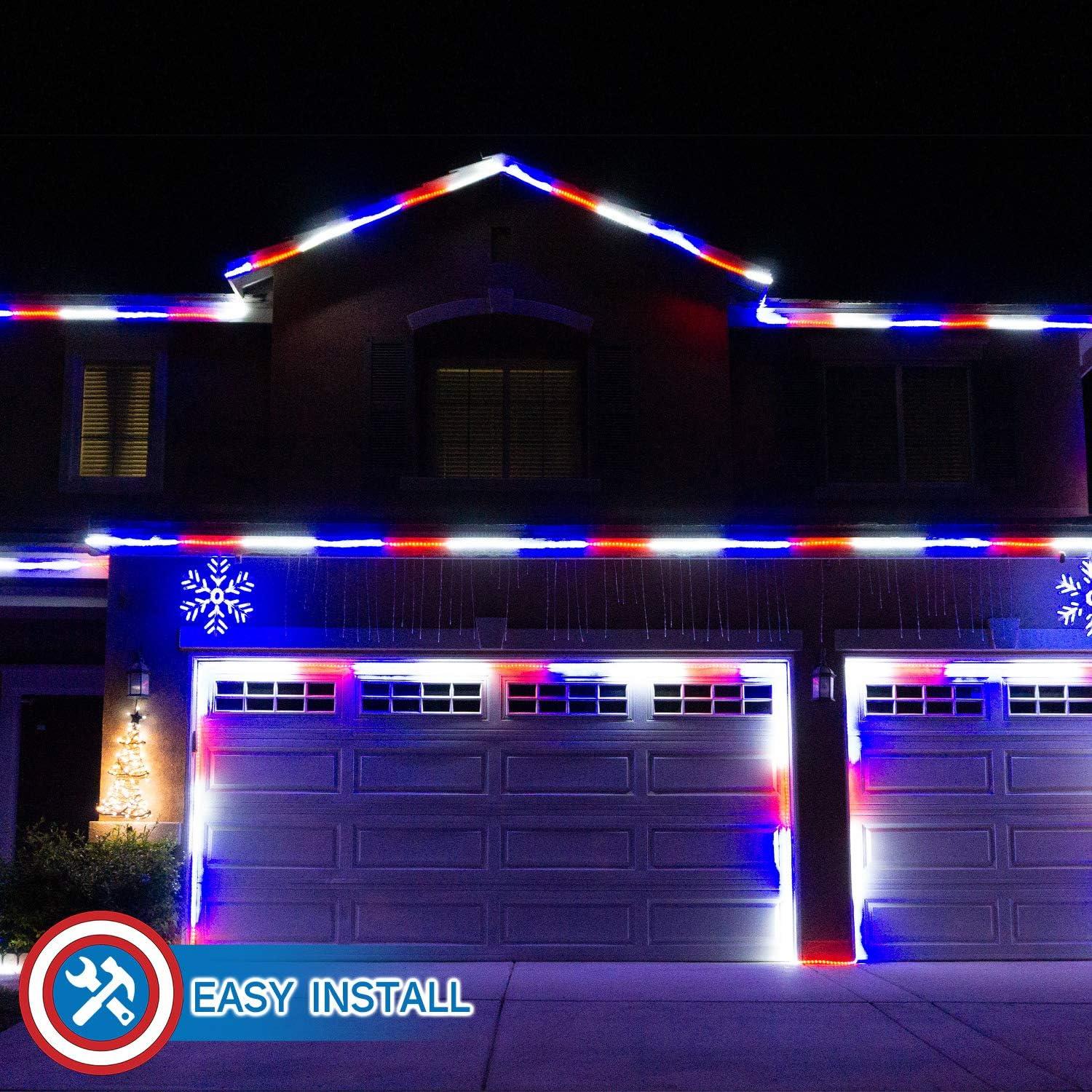 Russell Decor 30ft/9m Led Rope Lights Lamps Kit Indoor Outdoor Decorative Lighting for Patriotic 4th of July Memorial Day Decor Party Trees Patio Deck Flexible String Tube Lights- Blue Red White