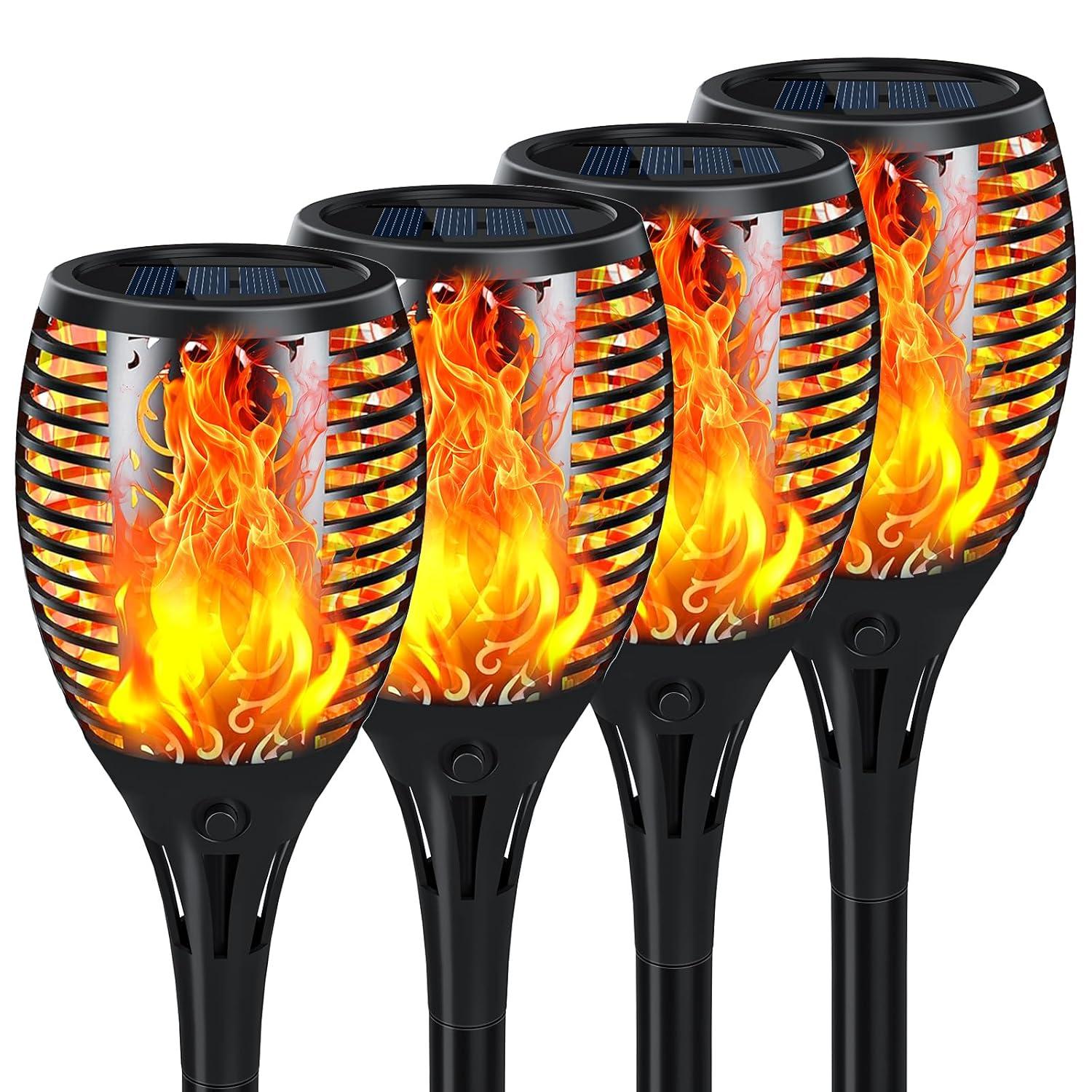 4 Pack Solar Lights Outdoor, Solar Torch Lights Outdoor Flickering Flame for Outdoor Decorations, Waterproof Garden Light Solar Powered , Torches Flame Light for Outside Yard Patio Lawn Garden Decor
