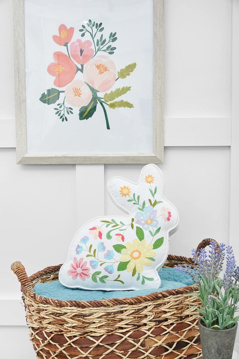 C&F Home 14" Floral Easter Bunny Spring Shaped Throw Pillow