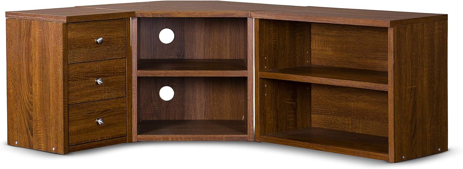 Baxton Studio Commodore TV Stand for TVs up to 55" Brown: Mid-Century Modern Entertainment Center, Media Console