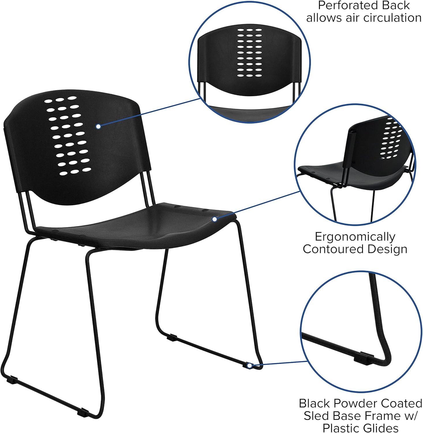 Luz 400 lb. Capacity Plastic Stack Chair - Frame and Textured Seat (Set of 5)