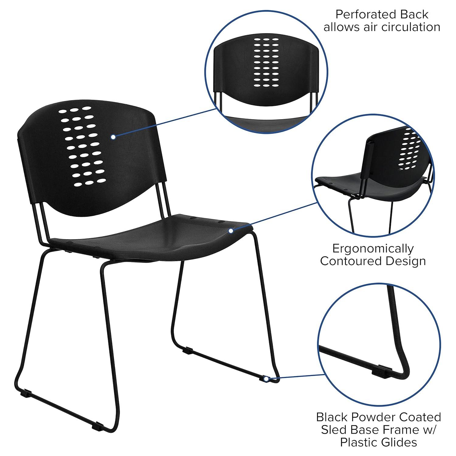 Flash Furniture Luz 400 lb. Capacity Plastic Stack Chair - Frame and Textured Seat (Set of 5)