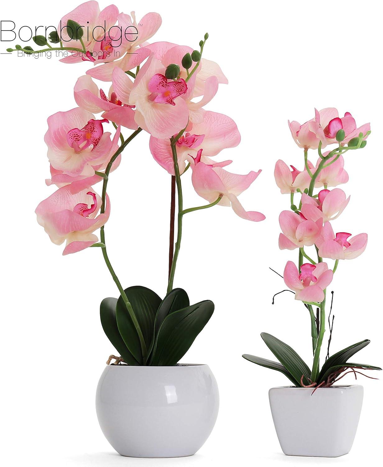 Medium Light Pink Artificial Orchid with Ceramic Pot