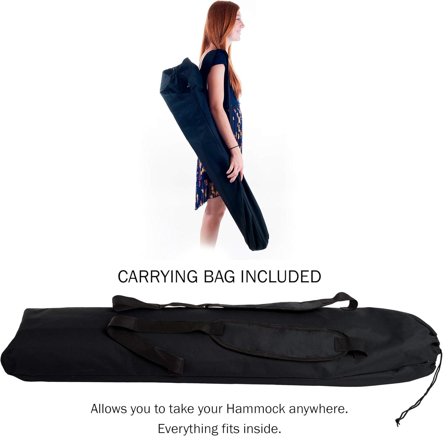 Portable Hammock with Stand - Folds and Fits into Included Carry Bag for Easy Travel- Perfect for Backyard Pool Beach Hiking by Lavish Home (Black)