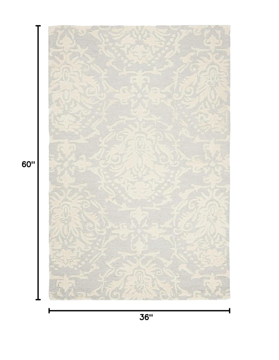 SAFAVIEH Blossom Collection 3' x 5' Light Grey/Ivory BLM107A Handmade Premium Wool Entryway Living Room Foyer Bedroom Accent Rug