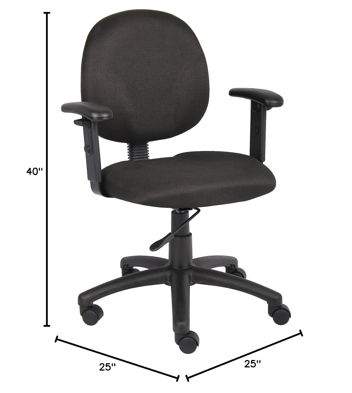 Black Adjustable Ergonomic Task Chair with Fabric Upholstery