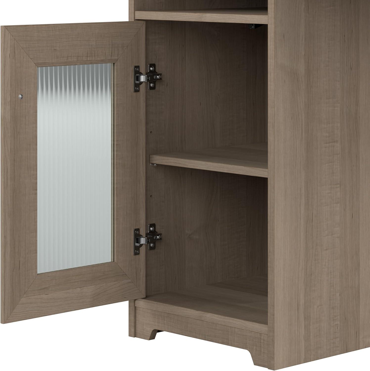 Bush Furniture Cabot 60" L Desk and Hutch with Storage, Ash Gray